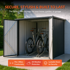 2 Bike Storage Shed – Secure Weatherproof Bicycle Shed for Outdoor Use (189cm x 128cm)
