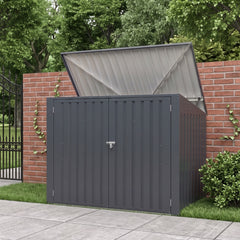 Metal Wheelie Bin Storage - 2 Bay - Durable and Spacious with Hydraulic Arms for Easy Access - Cold Grey