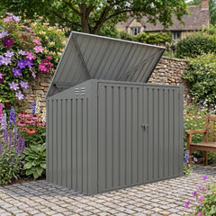 Metal Wheelie Bin Storage – 2 Bay – Durable and Spacious with Hydraulic Arms for Easy Access - Aluminium Grey