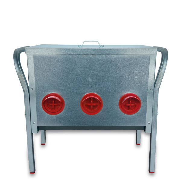30kg Galvanized Chicken Feeder | Large Metal Poultry Feed Rain Shield Bucket