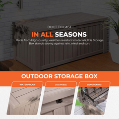Plastic Outdoor Storage Box 450L – Weatherproof, Lockable & Heavy-Duty (143 x 68 x 61cm)