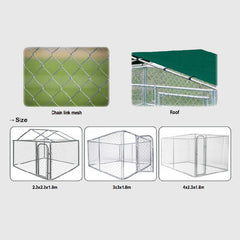 4m x 3m x 2m - 13ft x 10ft x 6.6ft - Dog Run – Heavy Duty Bars 33mm With Free Roof