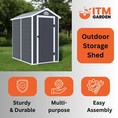 Plastic Outdoor Storage Shed – 6'4" x 4'5" - Solid Utility Shed for Garden and Tools