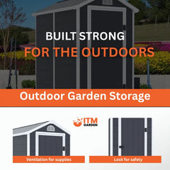 Plastic Outdoor Storage Shed – 6'4" x 4'5" - Solid Utility Shed for Garden and Tools