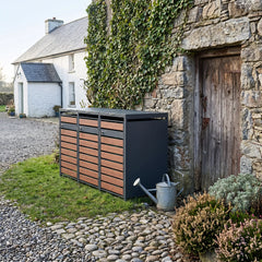 Wheelie Bin Shelter Premium - 3 Bay - Wood Effect Metal Slats - Horizontal Slats