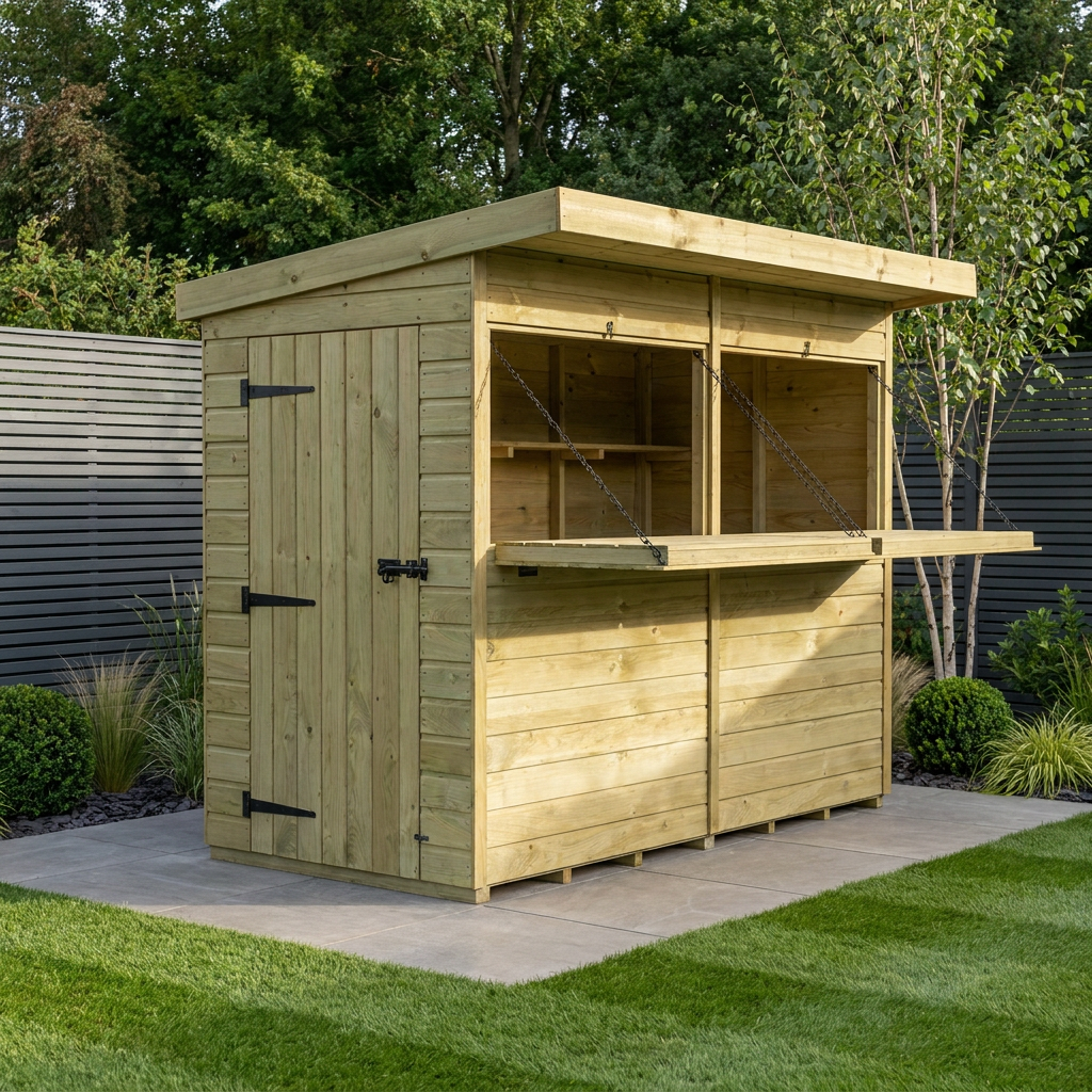8ft x 4ft Premium Timber Bar Shed – Compact Garden Entertainment