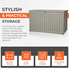 Plastic Outdoor Storage Box 870L ( 147 x 82 x 86cm )