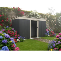 9ft x 4ft (2.7 x 1.2m)  Metal Shed – Anthracite Grey Flat Roof