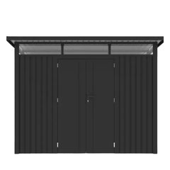 Metal Shed Heavy Duty With Slanted-(9.5ft x 10.3ft/2.9 x 3.1m ) - Grey with Natural Daylight Gap + FREE Solar Light
