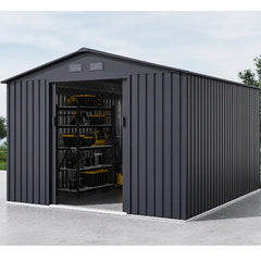Apex Roof Metal Garden Shed - 9x10FT (2.7 x 3m)+ FREE Solar Light