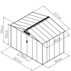 Metal Garden Shed – 6'5" x 9'1" -  Weatherproof Secure Durable Outdoor Storage