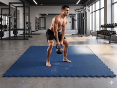 Floor Tiles/Gym Flooring (Pack of 4) -  Size: 100x100x2.5cm - Blue