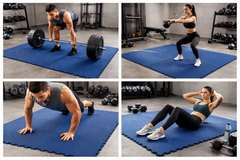 Floor Tiles/Gym Flooring (Pack of 4) -  Size: 100x100x2.5cm - Blue