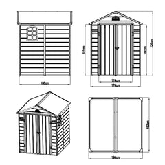 Plastic Garden Shed – 6.3FT x 6.4FT (1.9 x 1.2m) - Solid Outdoor Storage Shed