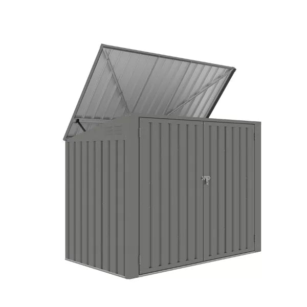 Metal Wheelie Bin Storage – 2 Bay – Durable and Spacious with Hydraulic Arms for Easy Access - Aluminium Grey