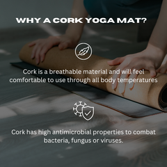 Eco-Friendly Cork Yoga Mat (183cm) | Anti-Bacterial & Non-Slip for Hot Yoga