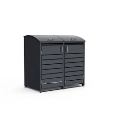 Premium 2-Bay Curved Metal Bin Store | Weatherproof Wheelie Bin Shelter |