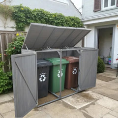 Deluxe Wheelie Bin Storage with Hydraulic Arms – 3 Bay - Grey
