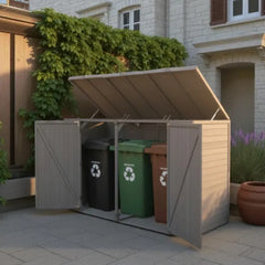 Deluxe Wheelie Bin Storage with Hydraulic Arms – 3 Bay - Grey