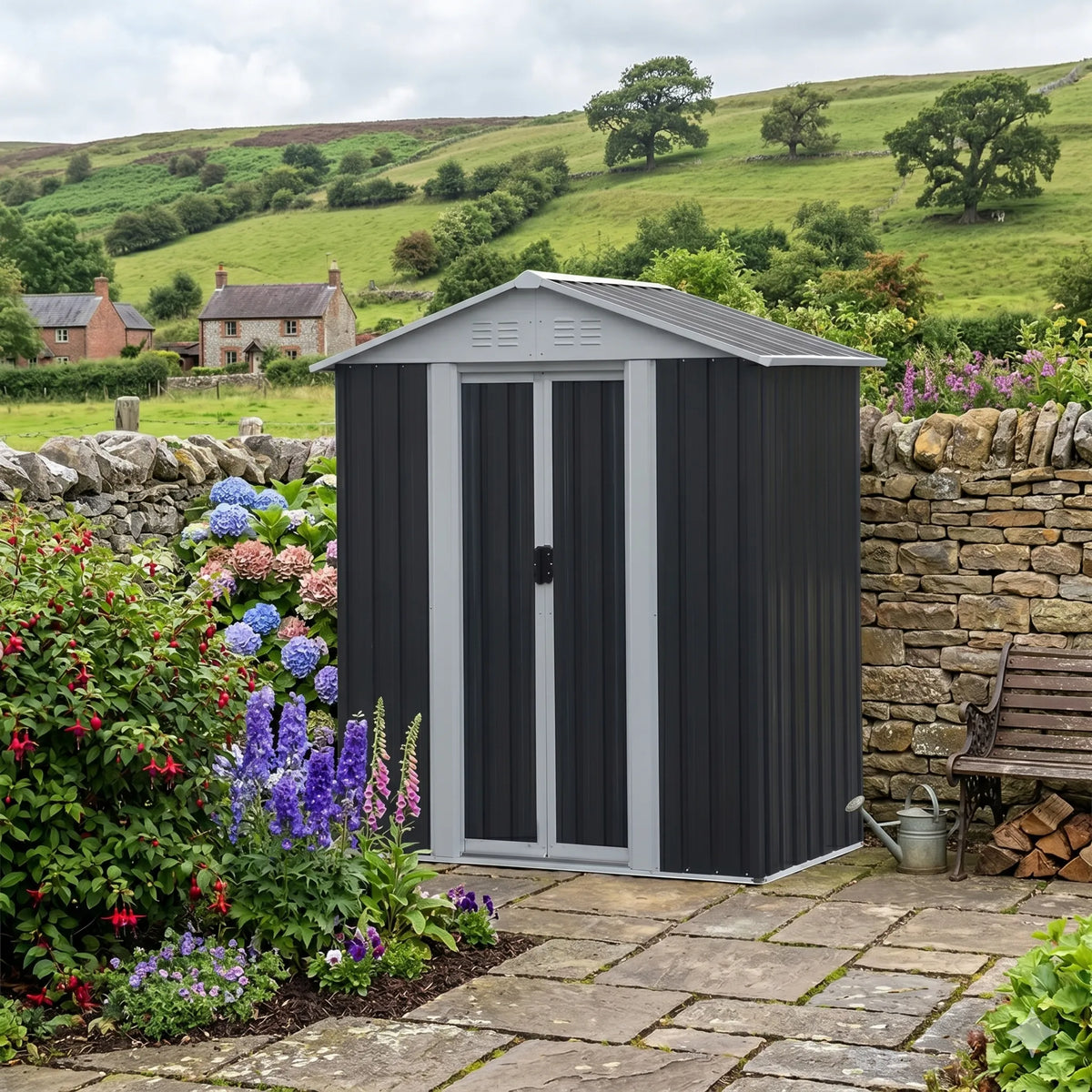 Metal Shed 5x3FT (1.5 x 0.9m) x  Apex Roof - Durable Outdoor Storage Solution