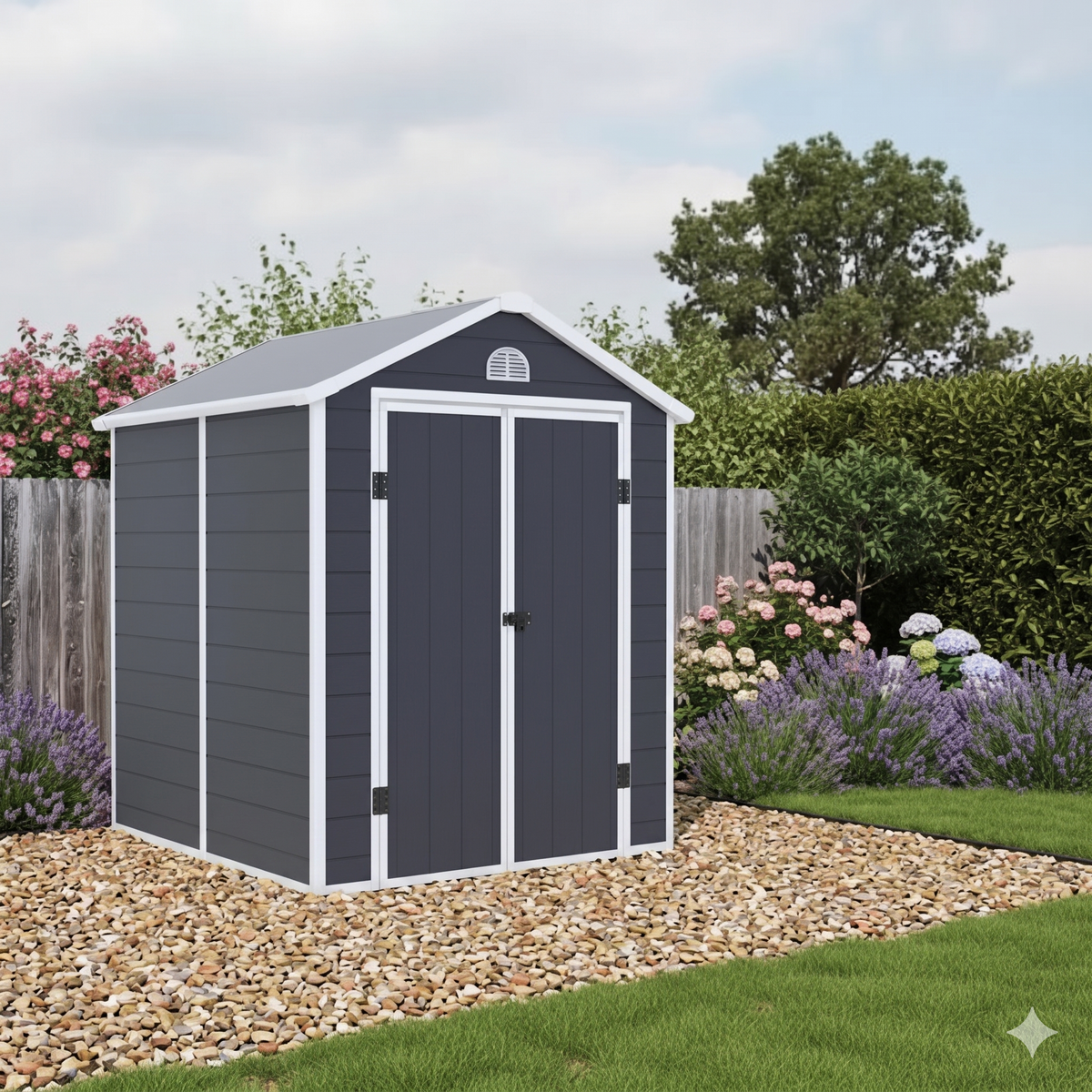 Plastic Garden Shed – 6.3FT x 6.4FT (1.9 x 1.2m) - Solid Outdoor Storage Shed