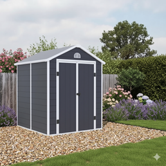 Plastic Garden Shed – 6.3FT x 6.4FT (1.9 x 1.2m) - Solid Outdoor Storage Shed