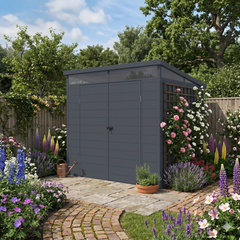 Plastic Garden Shed – 7.10FT x 6.4FT (2.2 x7.9m)  - Solid Outdoor Storage Shed with Sloped Roof