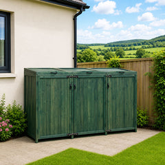Deluxe Wheelie Bin Storage with Hydraulic Arms – 3 Bays - Green