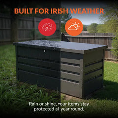 Metal Garden Storage Box 600L – Waterproof, Durable & Versatile Outdoor Storage (165 x 69 x 62cm)