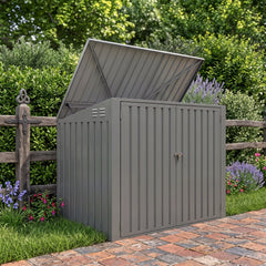 Metal Wheelie Bin Storage – 2 Bay – Durable and Spacious with Hydraulic Arms for Easy Access - Aluminium Grey