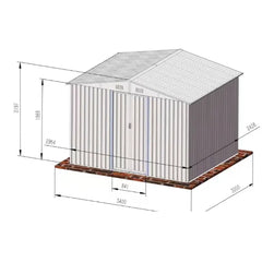Metal 8x10FT (2.4 x 3m)Garden Shed - Grey - 0.35mm Thick Steel Panels + FREE Solar Light