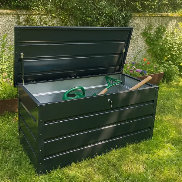 Metal Storage Box 429L – Waterproof, Durable & Versatile Indoor/ Outdoor Storage ( 132 x 61 x 62cm ) - Packaging Damaged