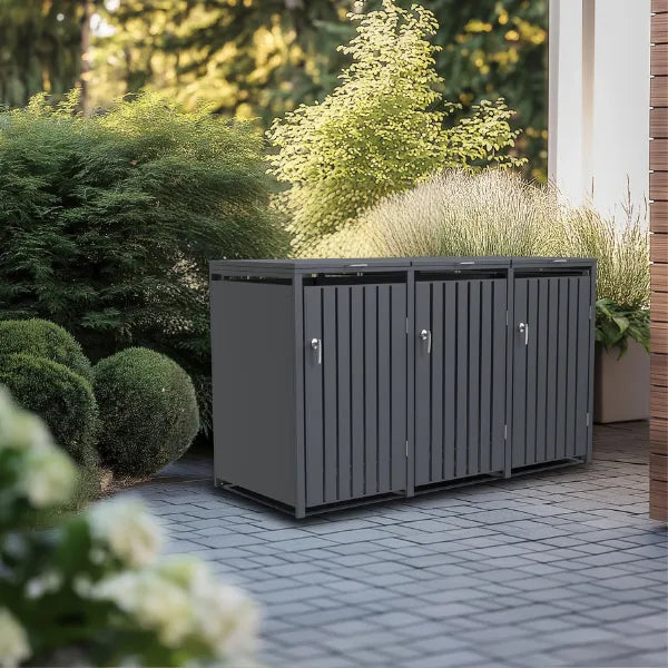 Wheelie Bin Shelter Premium - 3 Bay - Grey