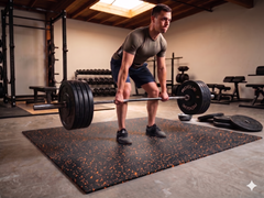 Floor Tiles/Gym Flooring (Single Tile) -  Size: 100x100x2.5cm - Orange Dot Speckled Mat