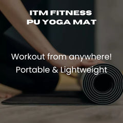 PU Yoga Mat | 5mm Thick, Non-Slip Grip, Includes Travel Bag - Black