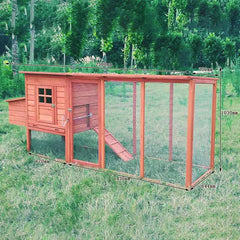 Pentland Chicken Coop Extra Long Run – 4-6 Birds - Natural Wood - Return Unused - One Perspex Window Missing