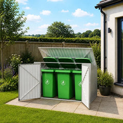 Metal Wheelie Bin Storage - 3 Bay - Durable and Spacious with Hydraulic Arms for Easy Access