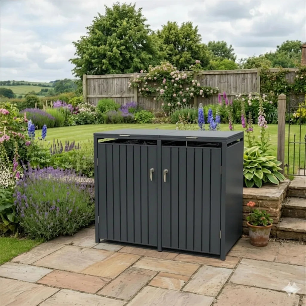 Wheelie Bin Shelter Premium - 2 Bay - Grey