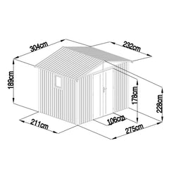 Complete Metal Shed with Windows & Flooring Bundle - Premium (10ft x 7.6ft/3 x 2.3m ) + FREE Solar Light