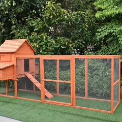 The Eggland Chicken Coop & 20kg Layers Feed Starter Bundle – Natural Wood Hen House (6-9 Birds) with Complete Poultry Nutrition