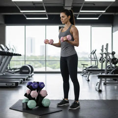 Vinyl Neoprene Dumbbell Set with Rack - 9kg