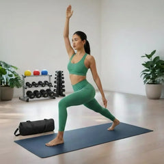 PU Yoga Mat | 5mm Thick, Non-Slip Grip, Includes Travel Bag - Black