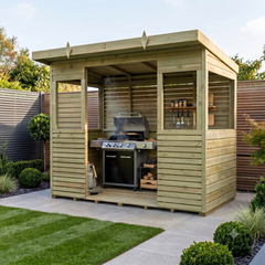 8ft x 4ft BBQ Shed & Outdoor Kitchen Shelter – All-Weather Grilling