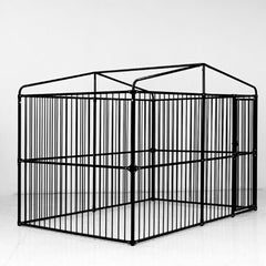 Covered Steel Bar Dog Run - 4m x 3m x 2.36m - 13ft x 10ft x 7.6ft Roof Peak