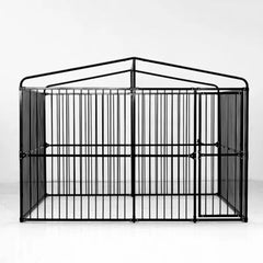 Covered Steel Bar Dog Run - 4m x 3m x 2.36m - 13ft x 10ft x 7.6ft Roof Peak