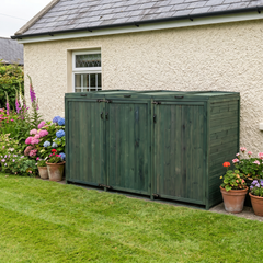 Deluxe Wheelie Bin Storage with Hydraulic Arms – 3 Bays - Green