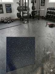 Floor Tiles/Gym Flooring (Single Tile) -  Size: 100x100x2.5cm - Blue Dot Speckled Mat